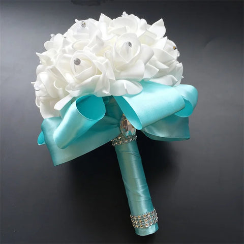 Wedding Fake Flowers Bridal Bouquets Bridesmaid Rose Centerpiece Bride Hydrangea Artificial White Lily of the Valley Supplies