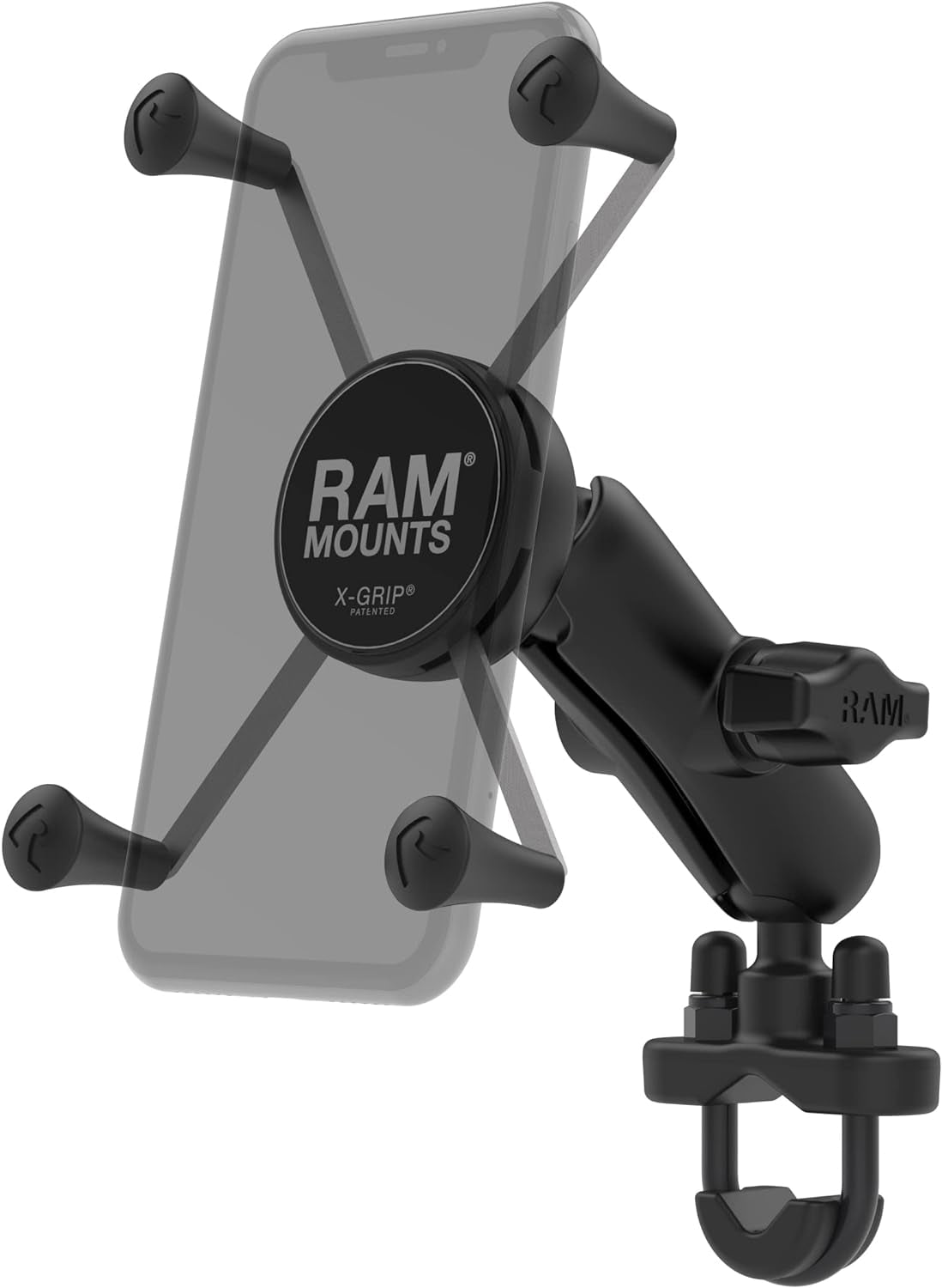 X-Grip Large Phone Mount with Handlebar U-Bolt Base RAM-B-149Z-UN10U with Medium Arm for Motorcycle, ATV/UTV, Bike