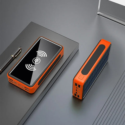 Solar Wireless Power Bank Portable 80000Mah Charger 4USB External Battery Flashlight for Xiaomi Iphone Samsung